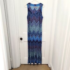 Chico's Sleeveless Chevron Pattern Maxi Dress Size 1 (US Size 8/10)